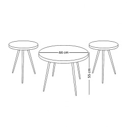 طقم طاولات خدمة 3 قطع 55 سم طقم طاولات خدمة 3 قطع 55 سم