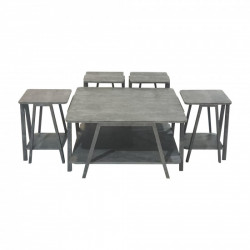 طقم طاولات خدمة 5 قطع خشب رمادي