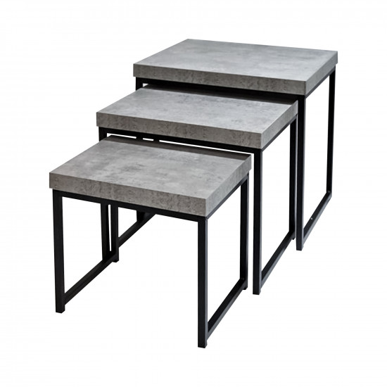 طقم طاولات خدمة 3 قطع لون رمادي