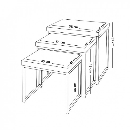 طقم طاولات خدمة 3 قطع لون رمادي
