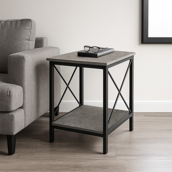 طاولة خدمة مفردة من الخشب والمعدن لون رمادي