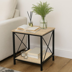 طاولة خدمة مفردة من الخشب والمعدن لون خشبي فاتح