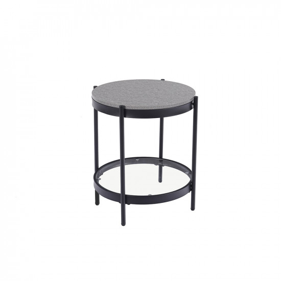 طاولة خدمة مفردة من الخشب الزجاج والمعدن لون رمادي