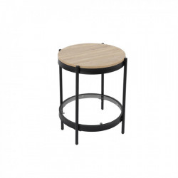 طاولة خدمة مفردة من الخشب الزجاج والمعدن لون خشبي