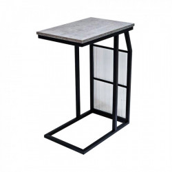 طاولة جانبية من الخشب والمعدن رمادي