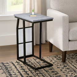 طاولة جانبية من الخشب والمعدن رمادي