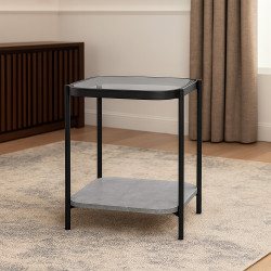 طاولة خدمة 2 دور سطح زجاجي رمادي