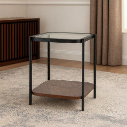 طاولة خدمة 2 دور سطح زجاجي بني