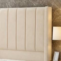 سرير خشبي بتنجيد مخملي عصري 90×190 سم