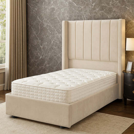 سرير خشبي بتنجيد مخملي عصري 90×190 سم