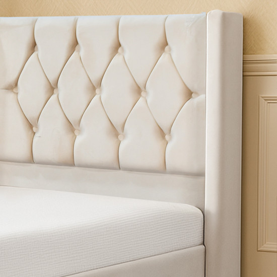 سرير خشبي بتنجيد مخملي عصري 90×190 سم