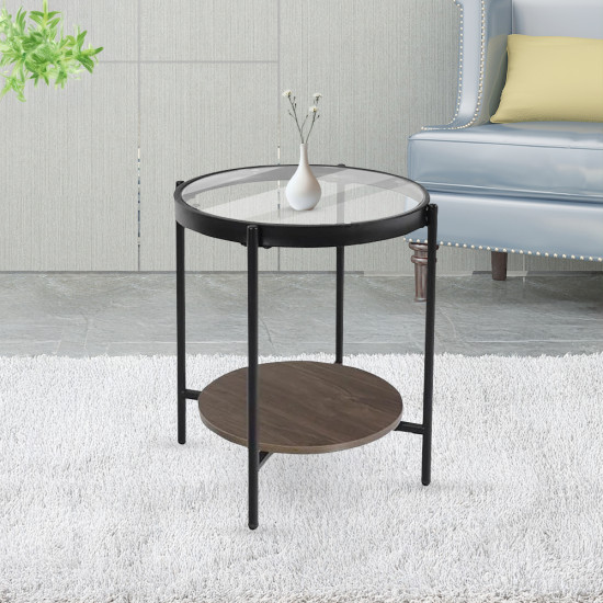 طاولة خدمة مفردة معدن / زجاج / خشب طاولة خدمة مفردة معدن / زجاج / خشب