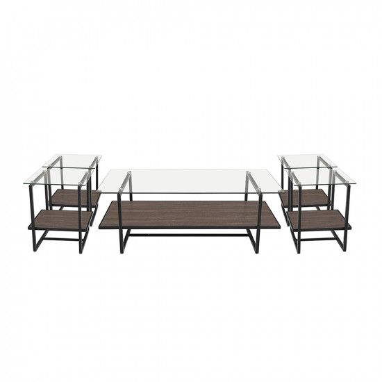 طقم طاولات خدمة 5 قطع من الزجاج والخشب والمعدن ارجل معدنية طقم طاولات خدمة 5 قطع من الزجاج والخشب والمعدن ارجل معدنية