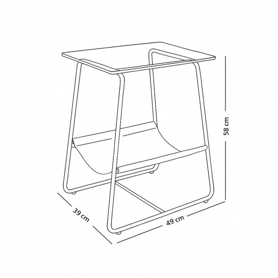 طاولة خدمة مفردة معدن / زجاج / جلد