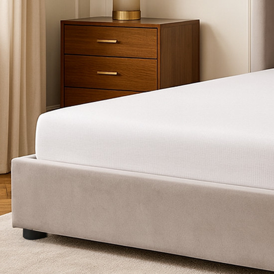 سرير خشبي بتنجيد مخملي عصري 140×200سم سرير خشبي بتنجيد مخملي عصري 140×200سم