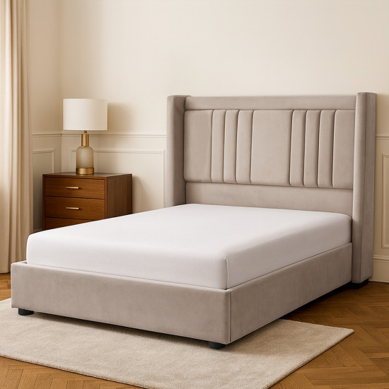 سرير خشبي بتنجيد مخملي عصري 140×200سم سرير خشبي بتنجيد مخملي عصري 140×200سم