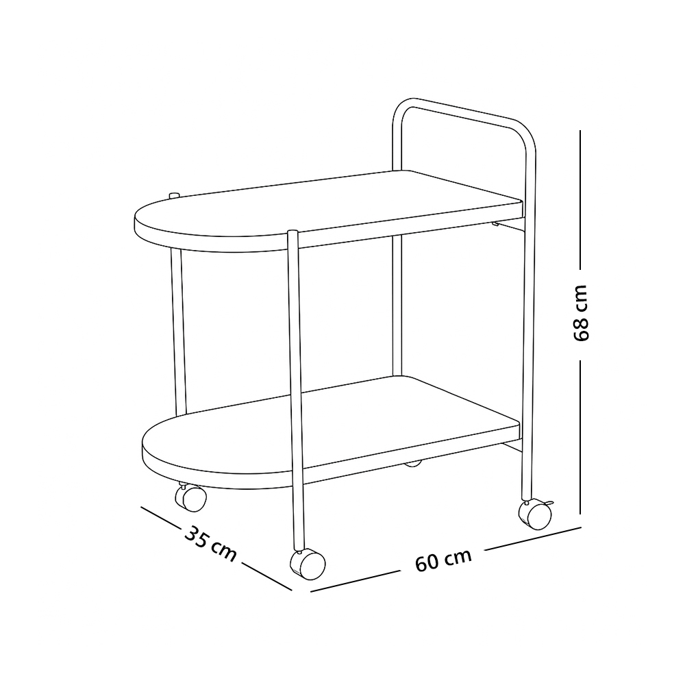عربة تقديم 2 دور من الخشب والمعدن