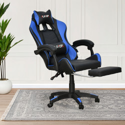 كرسي ألعاب أحترافي من الجلد أزرق × أسود