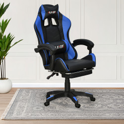 كرسي ألعاب أحترافي من الجلد أزرق × أسود