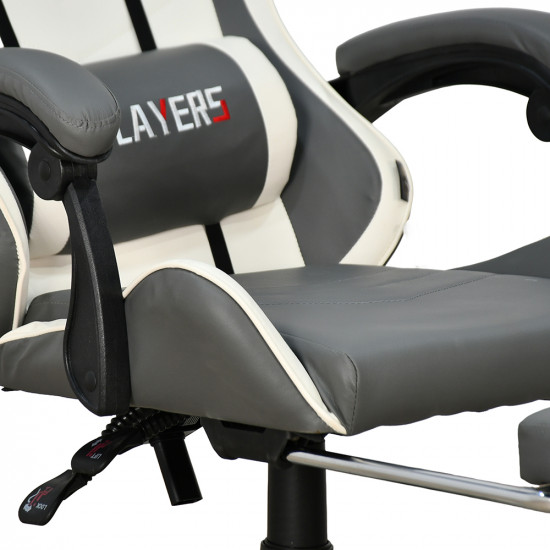 كرسي ألعاب أحترافي من الجلد رمادي × أبيض
