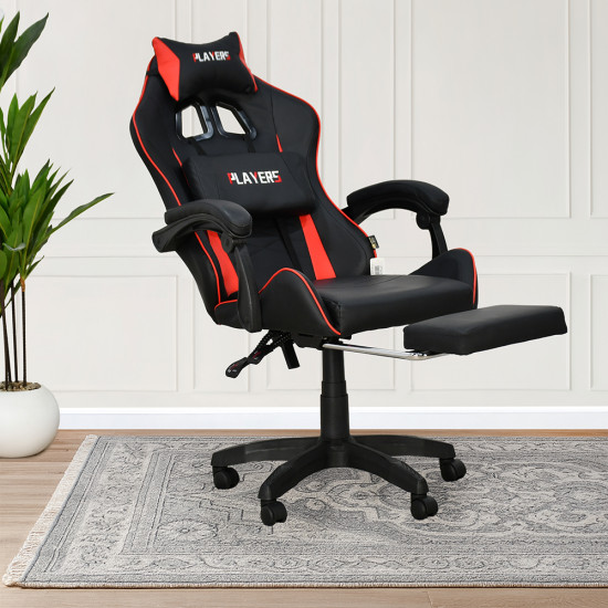 كرسي ألعاب أحترافي من الجلد أحمر × أسود