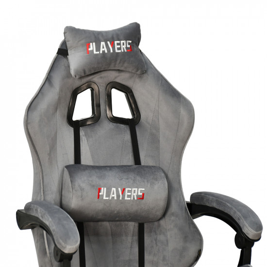 كرسي ألعاب أحترافي مخمل رمادي