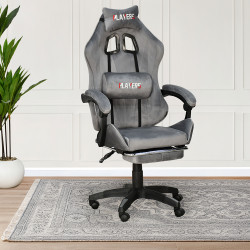 كرسي ألعاب أحترافي مخمل رمادي