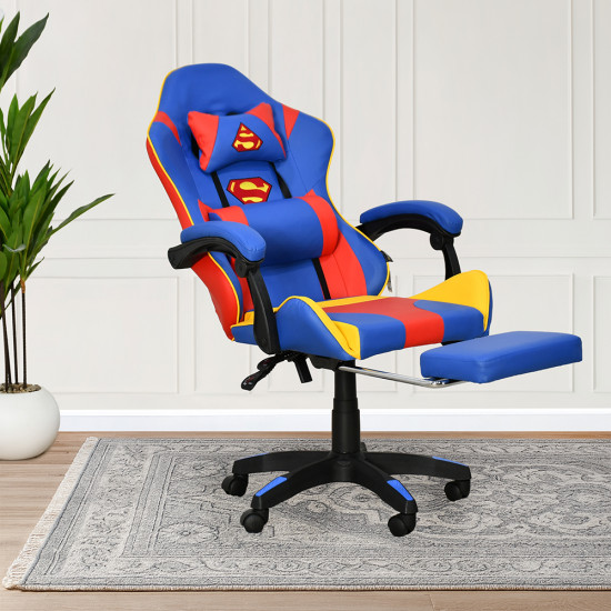 كرسي ألعاب أحترافي من الجلد أزرق × أحمر