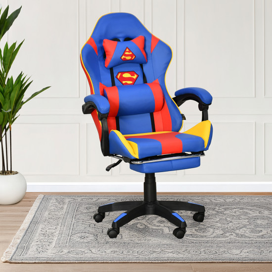 كرسي ألعاب أحترافي من الجلد أزرق × أحمر