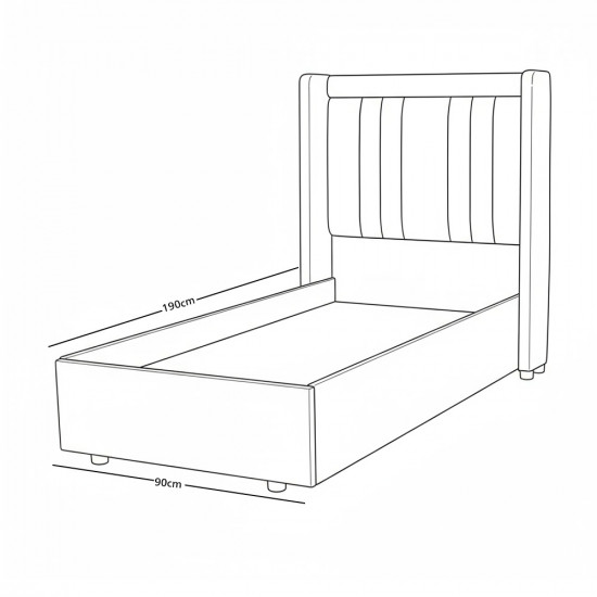 سرير خشبي بتنجيد مخملي عصري 90×190 سم