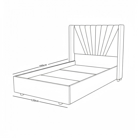 سرير خشبي بتنجيد مخملي عصري 120×200سم