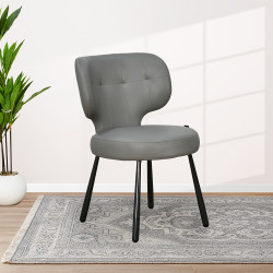 كرسي مفرد جلد بأرجل معدنية رمادي