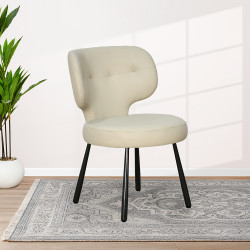 كرسي مفرد جلد بأرجل معدنية بيج