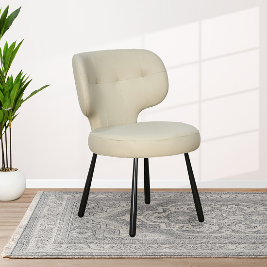 كرسي مفرد جلد بأرجل معدنية بيج كرسي مفرد جلد بأرجل معدنية بيج