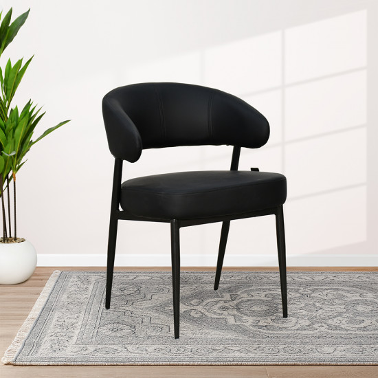كرسي مفرد مودرن جلد بأرجل معدنية أسود كرسي مفرد مودرن جلد بأرجل معدنية أسود