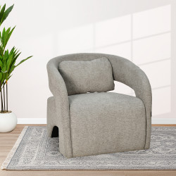 كرسي مفرد فاخر من القماش رمادي