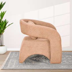 كرسي مفرد فاخر من القماش هافان فاتح