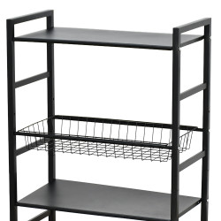 وحدة رفوف متحركة معدنية 4 أدوار أسود