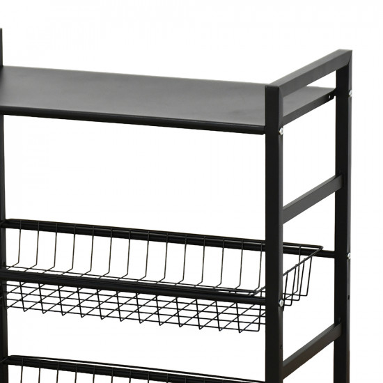 وحدة رفوف معدنية متحركة 3 أدوار أسود