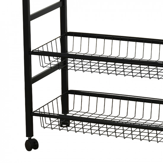 وحدة رفوف معدنية متحركة 3 أدوار أسود