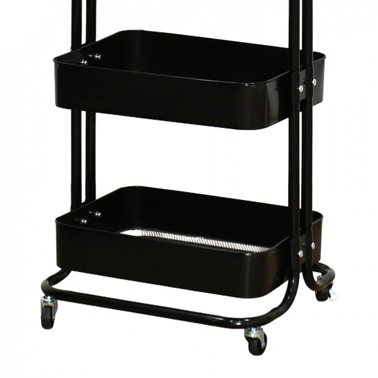 وحدة رفوف متحركة معدنية 4 أدوار أسود