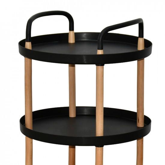 عربة تقديم متحركة 3 أدوار أسود