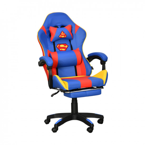كرسي ألعاب أحترافي من الجلد أزرق × أحمر