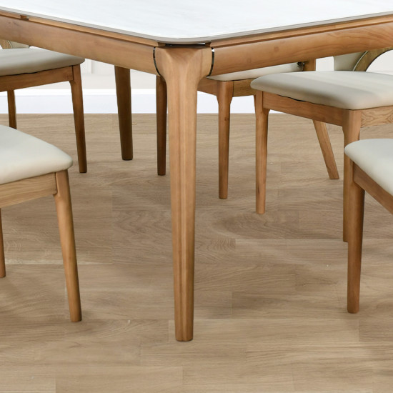 طاولة طعام خشب مع سطح سيراميك 6 كراسي