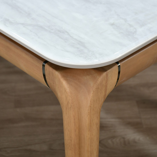 طاولة طعام خشب مع سطح سيراميك 6 كراسي