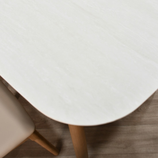 طاولة طعام خشب مع سطح سيراميك 6 كراسي