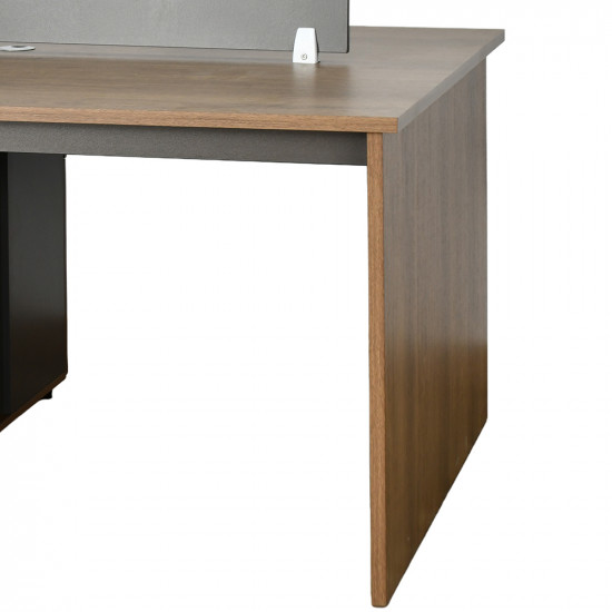 مكتب مزدوج خشبي مع وحدات تخزين بني مكتب مزدوج خشبي مع وحدات تخزين بني