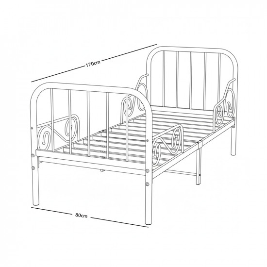 سرير معدني أبيض 80×170 سم سرير معدني أبيض 80×170 سم