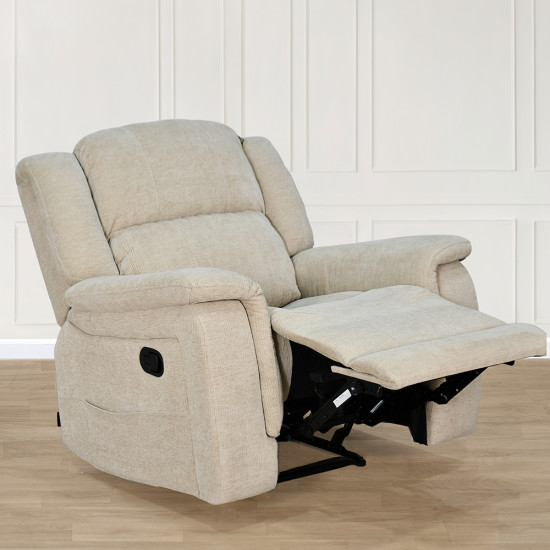 كرسي استرخاء فاخر ثابت قماش بيج