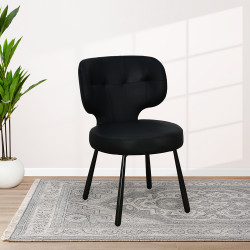 كرسي مفرد جلد بأرجل معدنية أسود